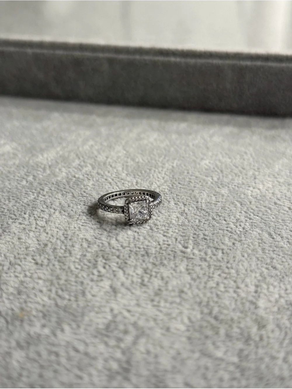 Pandora Square Sparkle Halo Ring